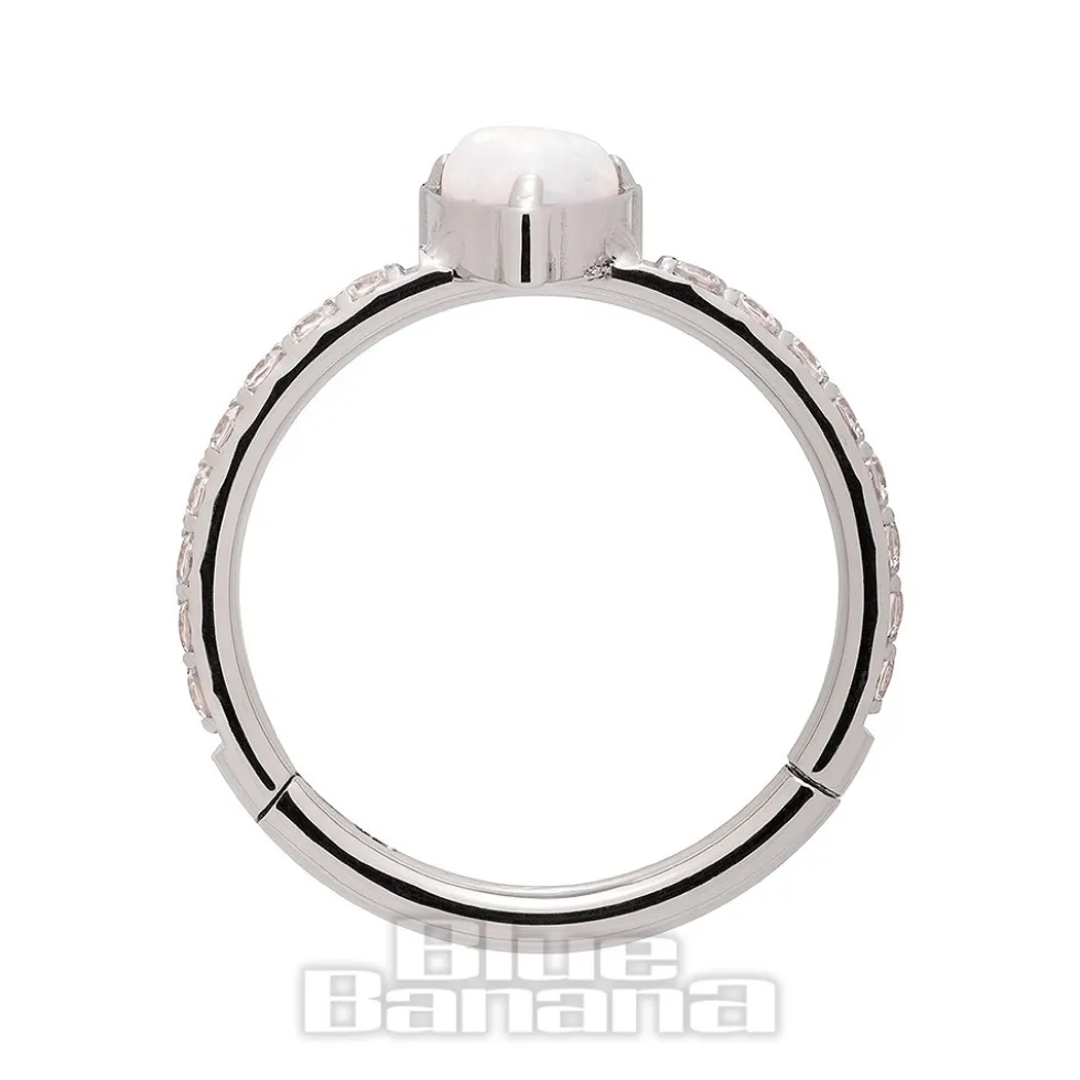 Blue Banana Steel 1.2mm Heart Hinged Segment Ring (Opal)