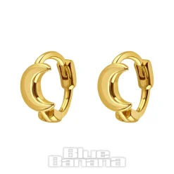 Blue Banana Sterling Gold Moon Clicker Hoops (Pair)