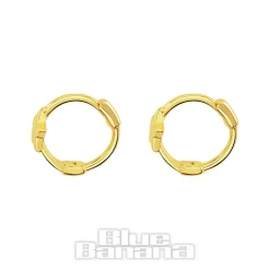 Blue Banana Sterling Gold Star Clicker Hoops (Pair)