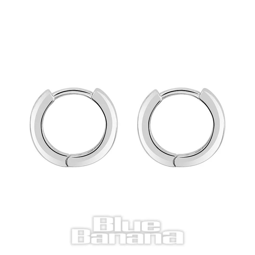 Blue Banana Sterling Silver Crystal Row Clicker Hoops (Pair)