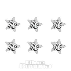 Blue Banana Sterling Silver Crystal Star Nose Studs (6 Pack)