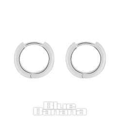 Blue Banana Sterling Silver Medium Crystal Row Clicker Hoops (Pair)