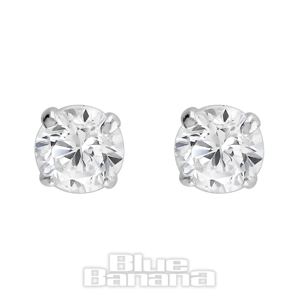 Blue Banana Sterling Silver 2mm Round Crystal Threadless Labrets (2 Pack)