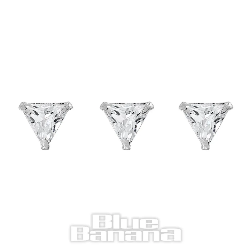 Blue Banana Sterling Silver 3mm Triangle Nose Studs (3 Pack)