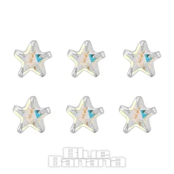 Blue Banana Sterling Silver 2.5mm Aurora Borealis Star Nose Studs (6 Pack)