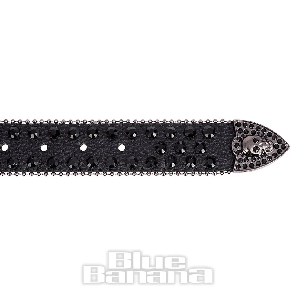 Blue Banana Studded Skull Belt (Black)