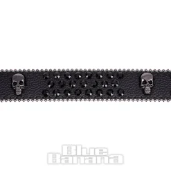 Blue Banana Studded Skull Belt (Black)