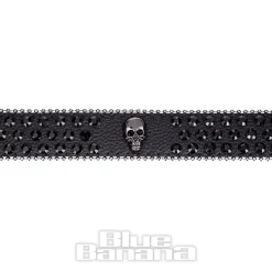 Blue Banana Studded Skull Belt (Black)