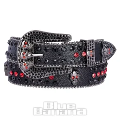 Blue Banana Studded Skull Belt (Red)