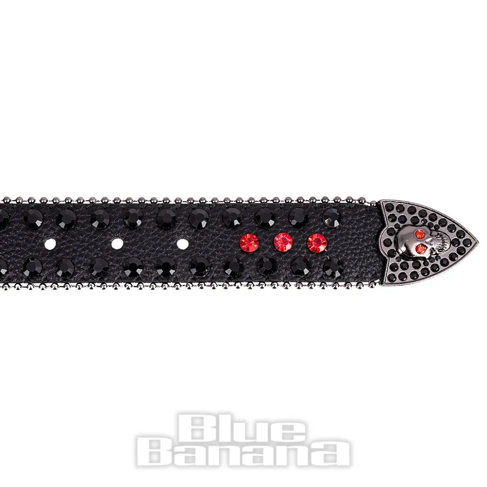 Blue Banana Studded Skull Belt (Red)