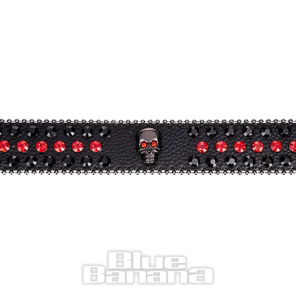 Blue Banana Studded Skull Belt (Red)
