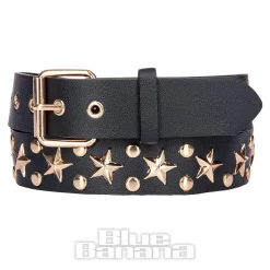 Blue Banana Studs & Stars Belt (Black/Rose Gold)