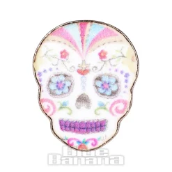 Blue Banana Sugar Skull Pin Badge (Multicoloured)