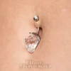 Blue Banana Surgical Steel Crystal Skull Navel Bar (Clear)