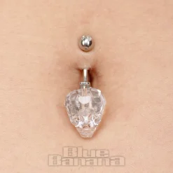 Blue Banana Surgical Steel Crystal Skull Navel Bar (Clear)