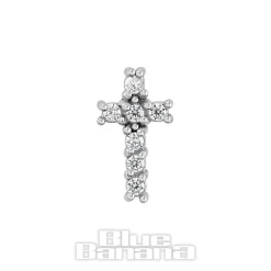 Blue Banana Surgical Steel Cross Threadless Top (Silver)