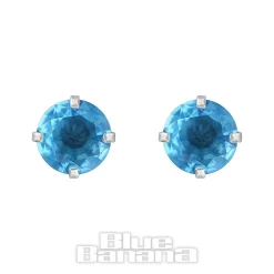 Blue Banana Surgical Steel Cubic Zirconia Round Stud Earrings (Aqua)