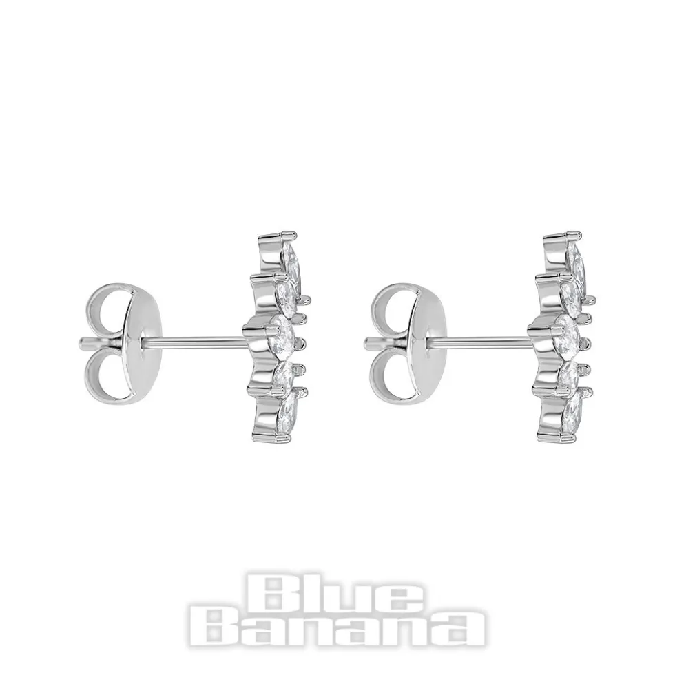 Blue Banana Surgical Steel Cubic Zirconia 5 Ear Studs (Silver)