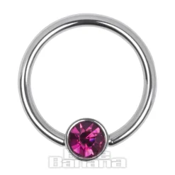Blue Banana Surgical Steel Flat Jewelled BCR (Fuchsia)