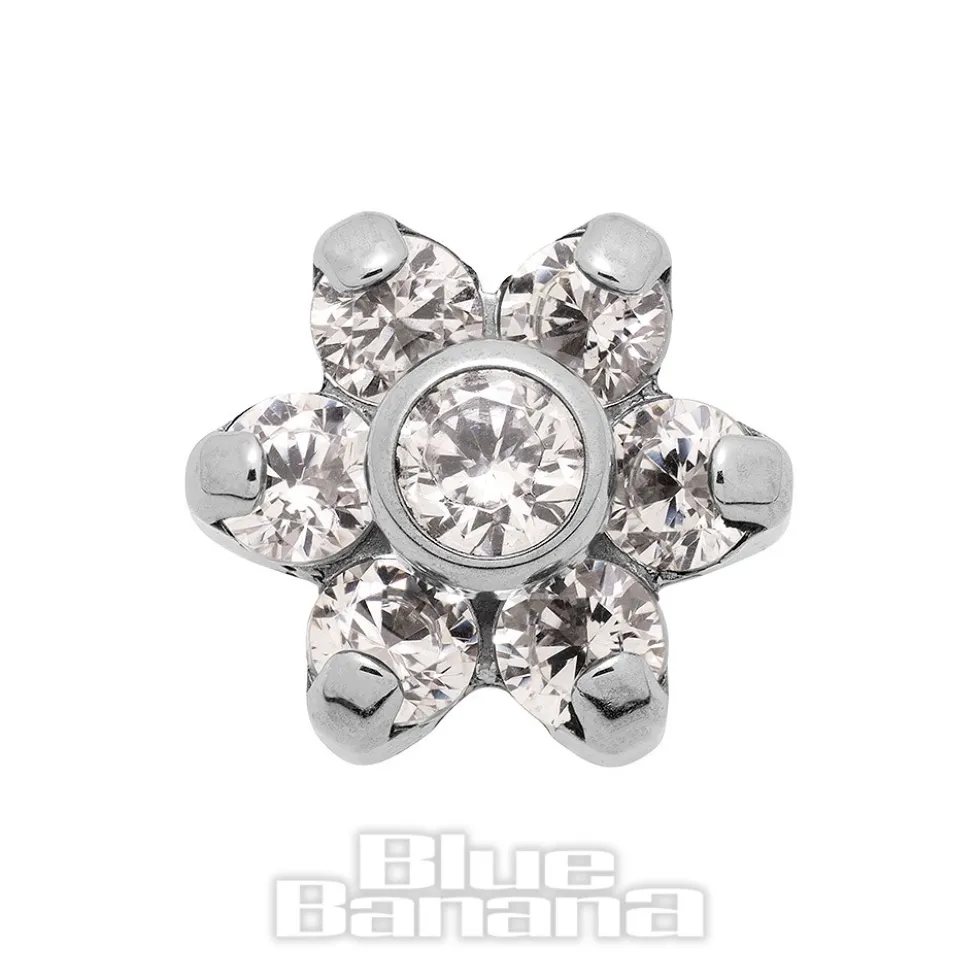Blue Banana Surgical Steel Flower Top (Crystal)