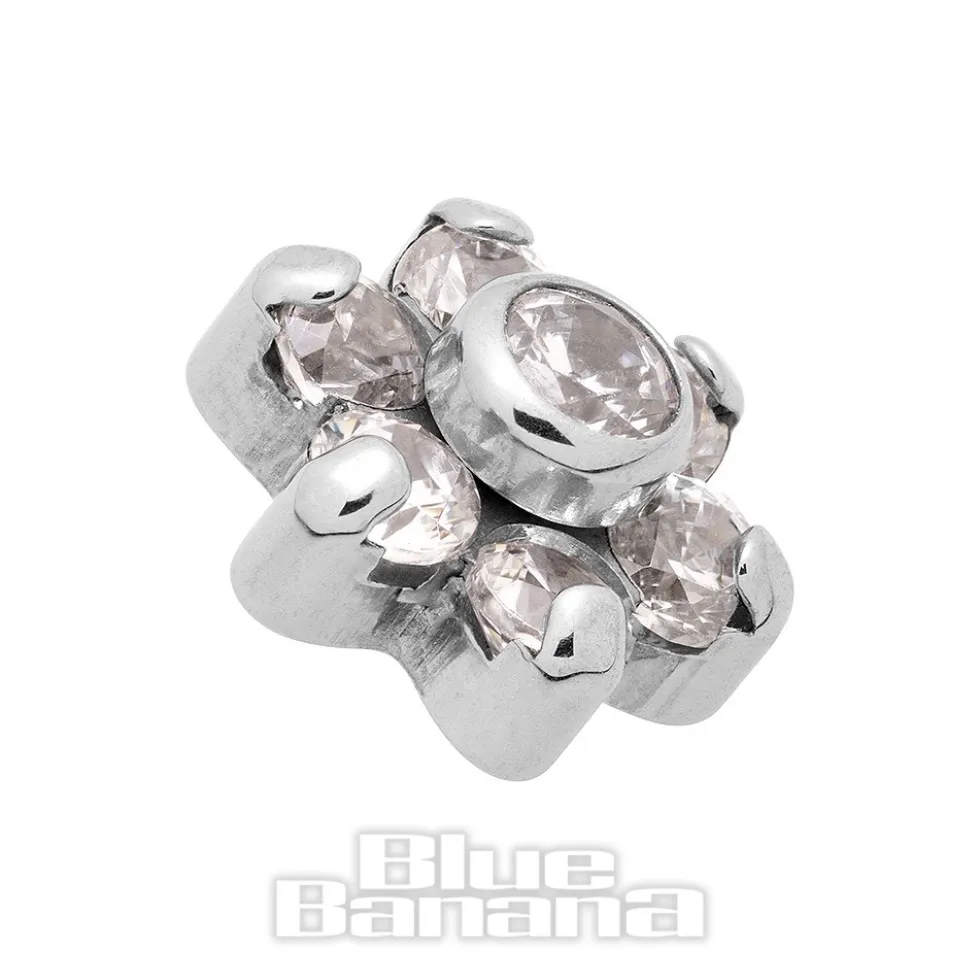 Blue Banana Surgical Steel Flower Top (Crystal)