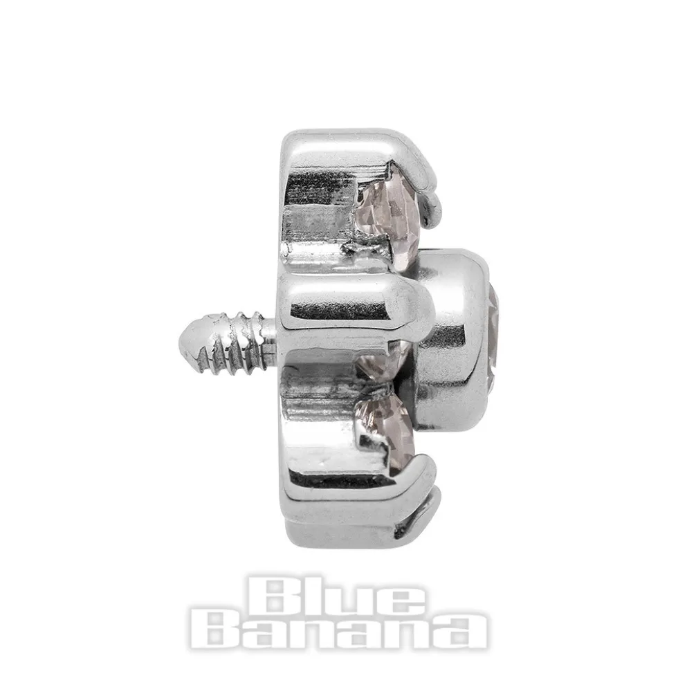 Blue Banana Surgical Steel Flower Top (Crystal)