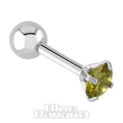 Blue Banana Surgical Steel Gem Jewel 1.2 x 6mm Tragus Bar (Amber)