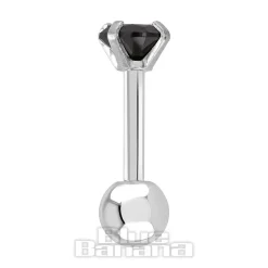 Blue Banana Surgical Steel Gem Jewel 1.2 x 6mm Tragus Bar (Black)