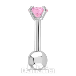Blue Banana Surgical Steel Gem Jewel 1.2 x 6mm Tragus Bar (Rose)