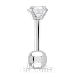 Blue Banana Surgical Steel Gem Jewel 1.2 x 6mm Tragus Bar (Aurora Boralis)