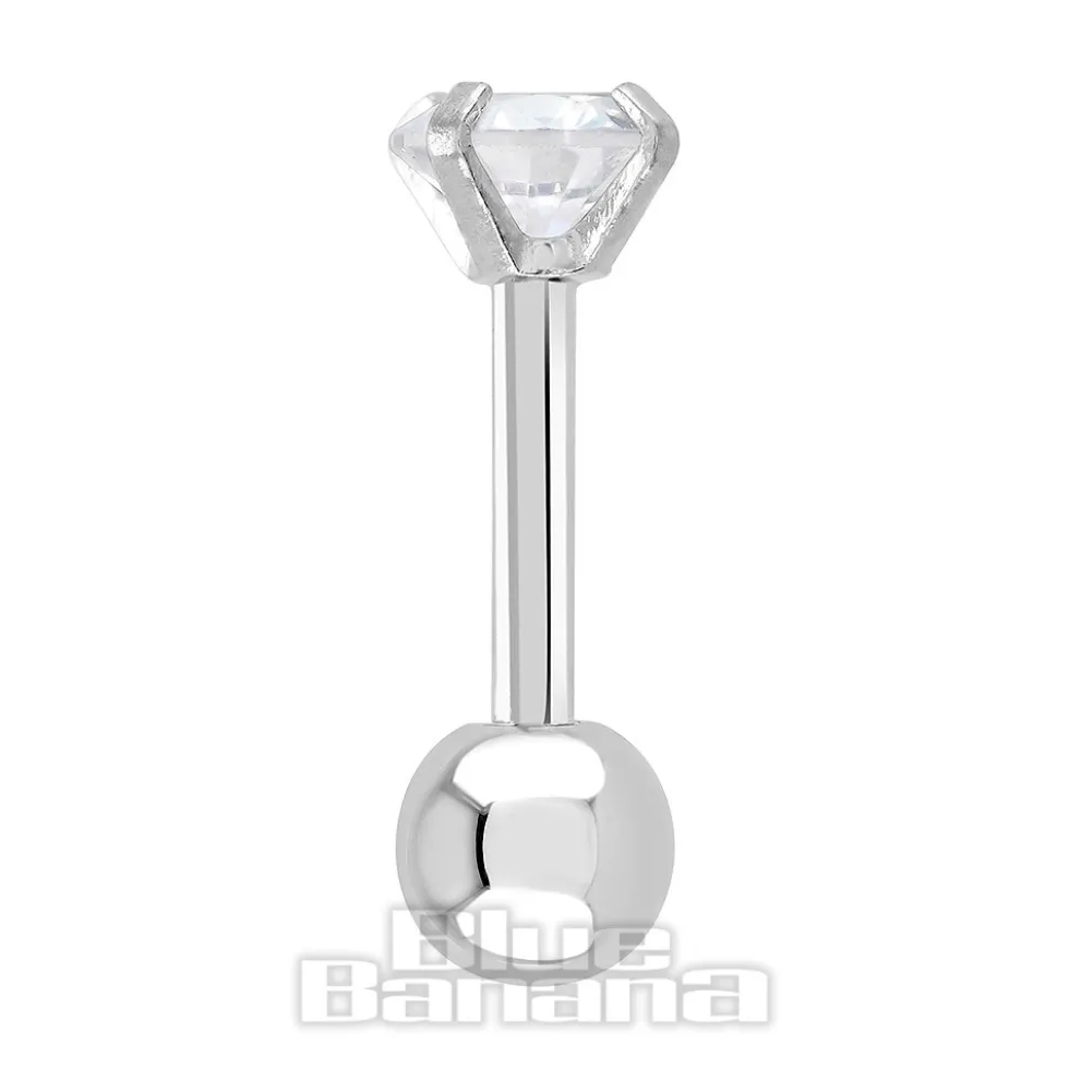 Blue Banana Surgical Steel Gem Jewel 1.2 x 6mm Tragus Bar (Aurora Boralis)
