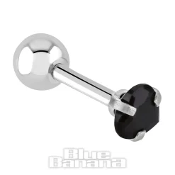 Blue Banana Surgical Steel Heart Jewel 1.2 x 6mm Tragus Bar (Black)