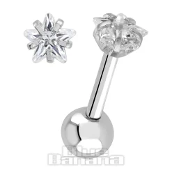 Blue Banana Surgical Steel Jewel Star 1.2 x 6mm Tragus Bar (Crystal)