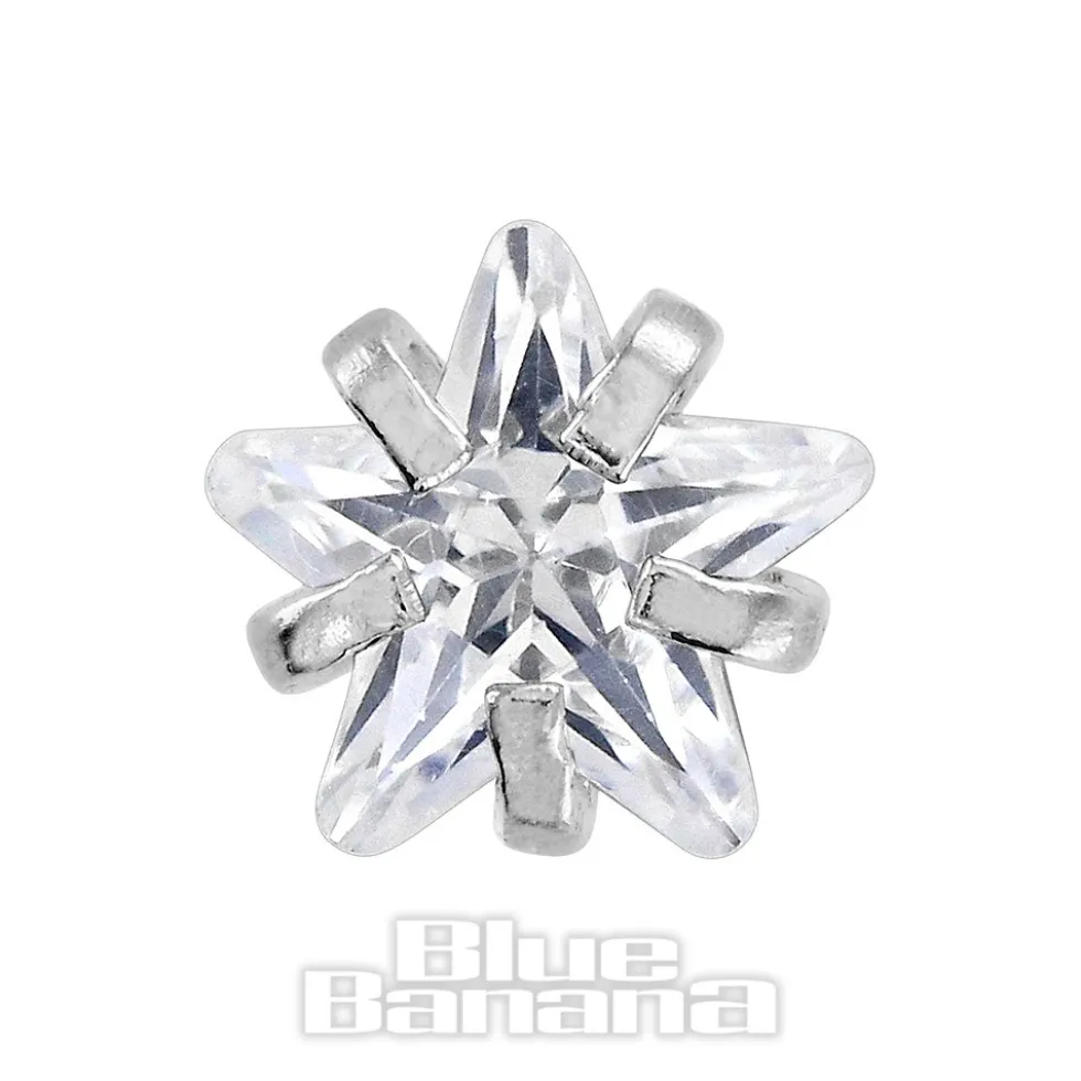 Blue Banana Surgical Steel Jewel Star 1.2 x 6mm Tragus Bar (Crystal)