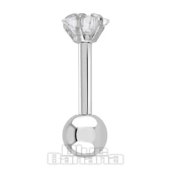 Blue Banana Surgical Steel Jewel Star 1.2 x 6mm Tragus Bar (Crystal)