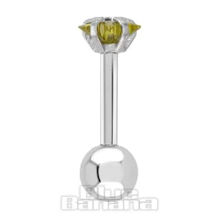 Blue Banana Surgical Steel Jewel Gem 1.2 x 6mm Tragus Bar (Amber)