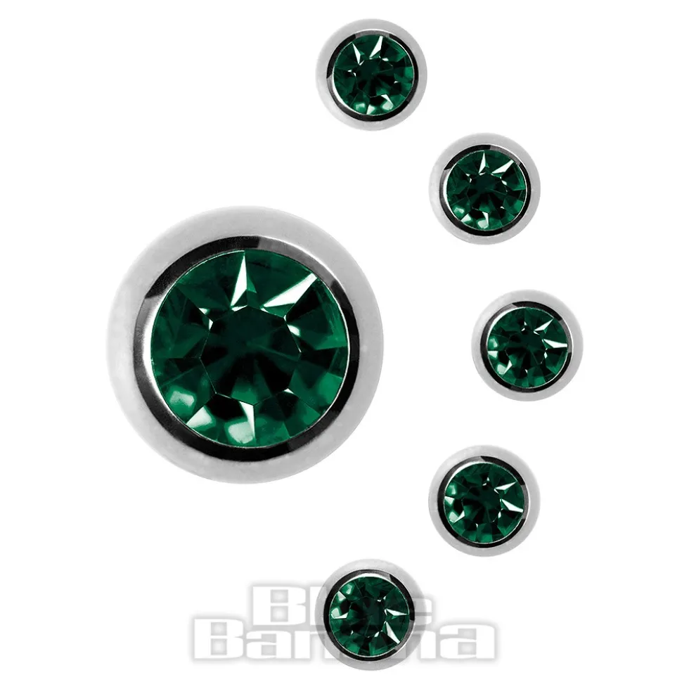 Blue Banana Surgical Steel 6mm Jewelled Ball (Emerald Green)