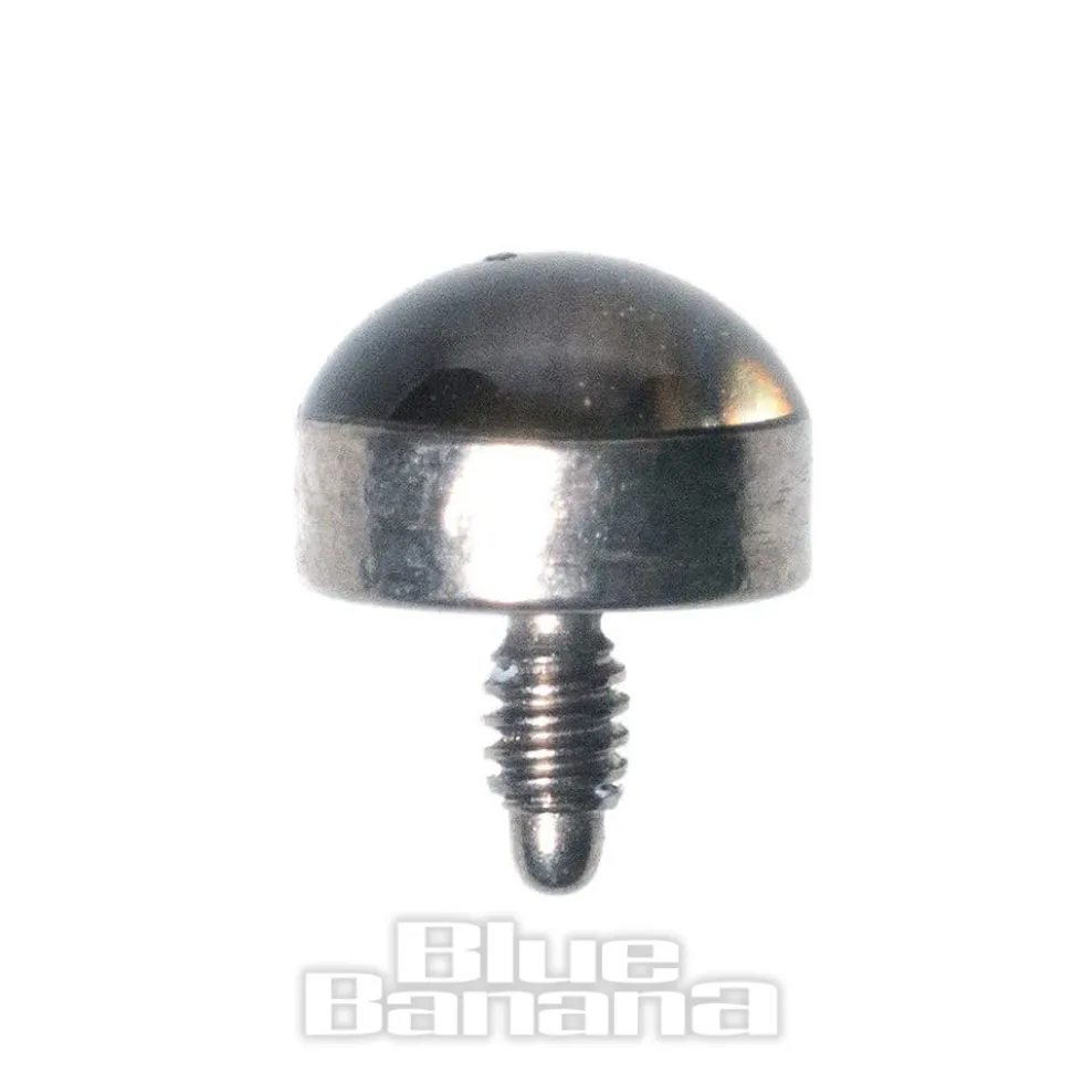 Blue Banana Surgical Steel 5mm Flaming Skull Dermal Top (Black)