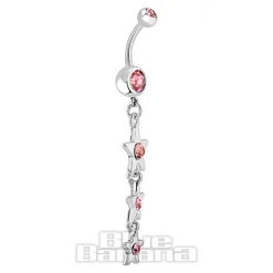 Blue Banana Surgical Steel 1.6mm Stars Drop Navel Bar (Light Rose)