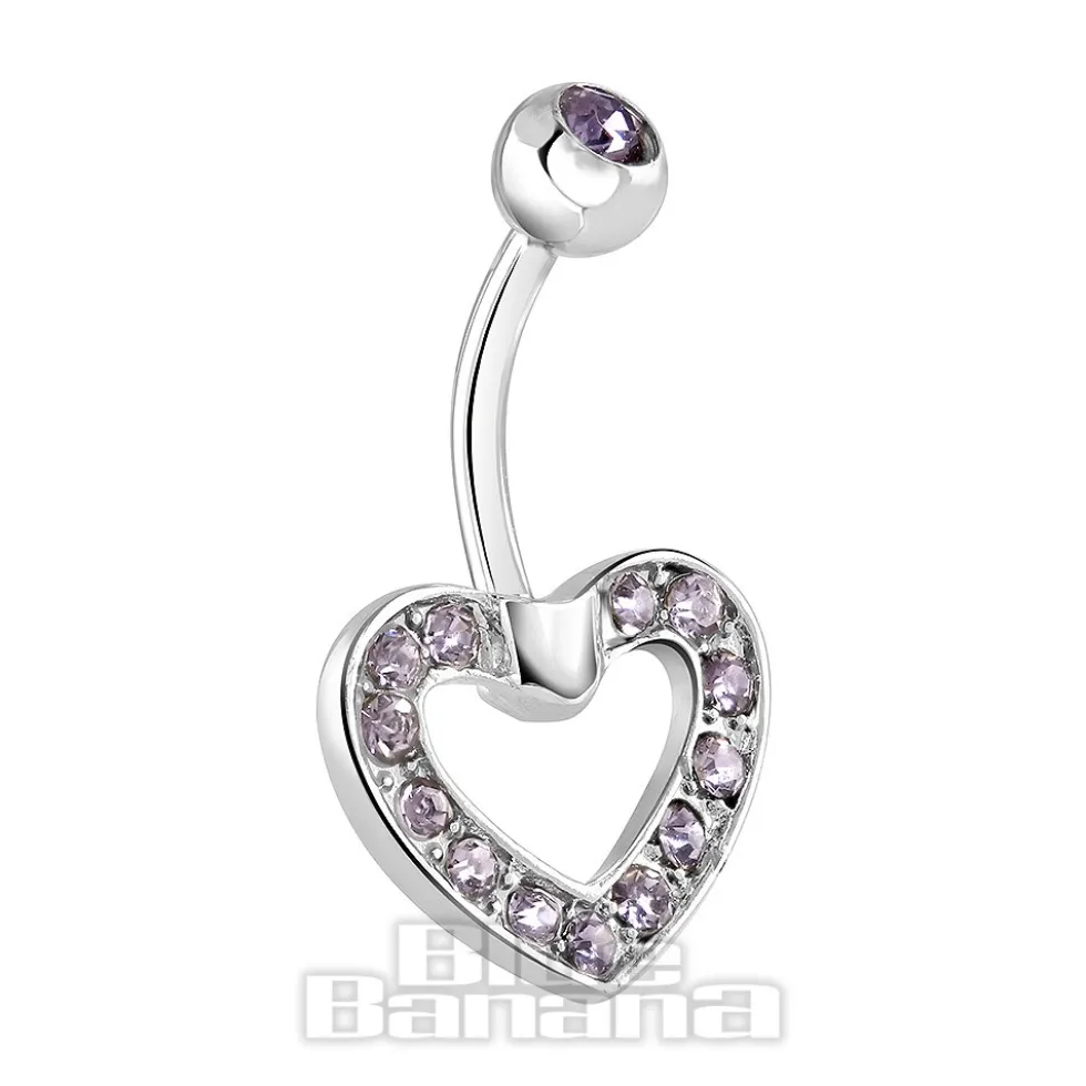 Blue Banana Surgical Steel 1.6mm Heart Navel Bar (Tanzanite)