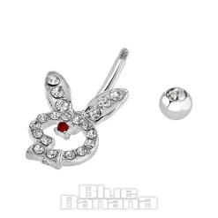 Blue Banana Surgical Steel 1.6mm Rabbit Navel Bar (Crystal)