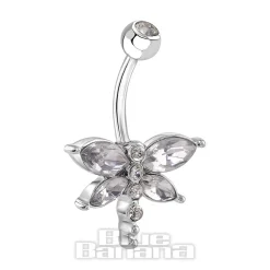Blue Banana Surgical Steel 1.6mm Dragonfly Navel Bar (Crystal)