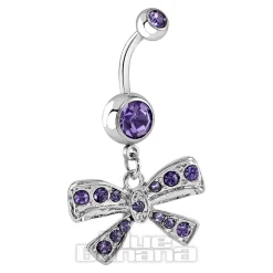 Blue Banana Surgical Steel 1.6mm Bow Navel Bar (Tanzanite)