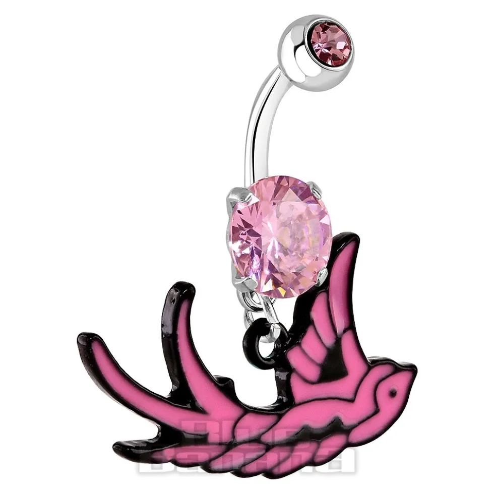 Blue Banana Surgical Steel 1.6mm Swallow Navel Bar (Light Rose)