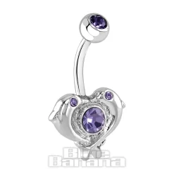 Blue Banana Surgical Steel 1.6mm Dolphin Navel Bar (Tanzanite)