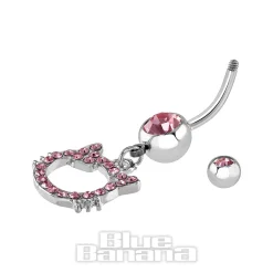 Blue Banana Surgical Steel 1.6mm Cat Navel Bar (Light Rose)