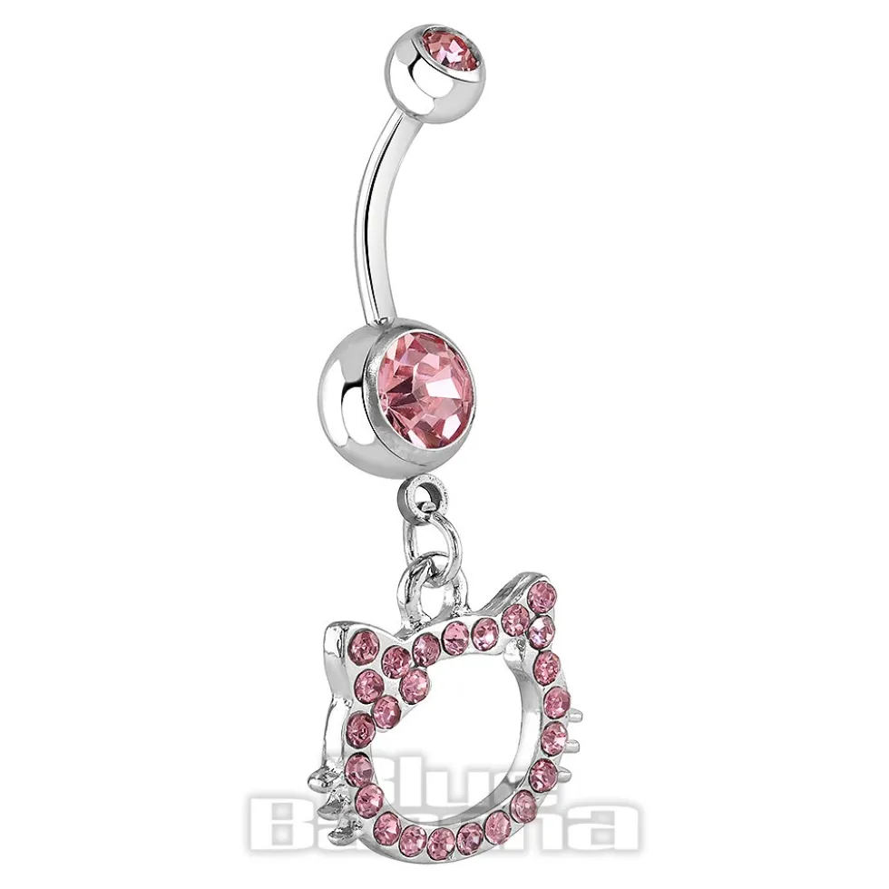 Blue Banana Surgical Steel 1.6mm Cat Navel Bar (Light Rose)