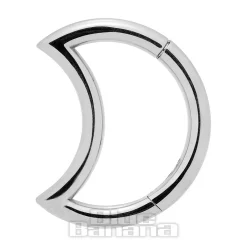Blue Banana Surgical Steel 1.2mm Stones Half Moon Hinged Segment Ring (Silver)