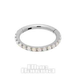 Blue Banana Surgical Steel 1.2mm Hinged Segment Ring (Half Opal)