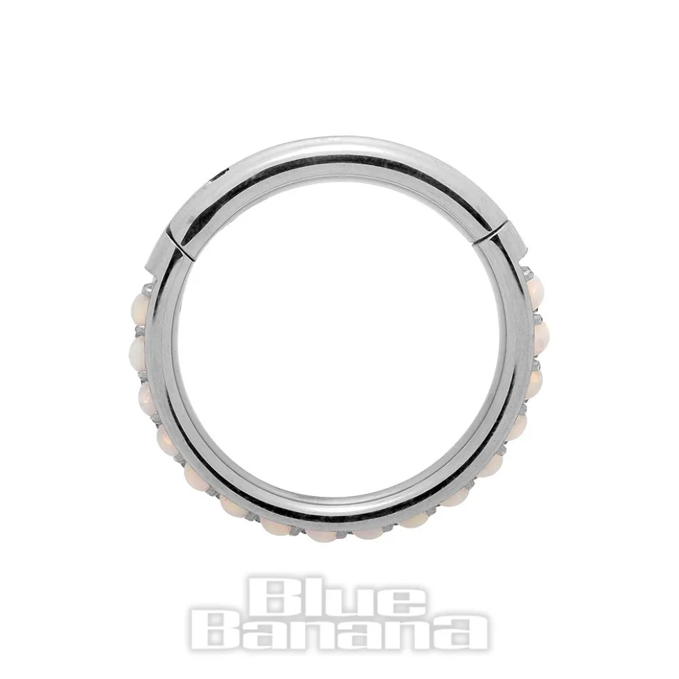 Blue Banana Surgical Steel 1.2mm Hinged Segment Ring (Half Opal)